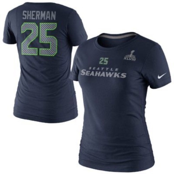 Nike Seattle Seahawks Super Bowl Sherman #25 Short Sleeve Tee Shirt - Picture 8 of 8